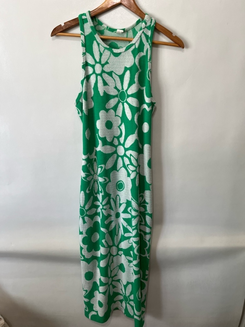 Daily Practice Anthropologie Terry Jacquard Slim Dress Green Floral